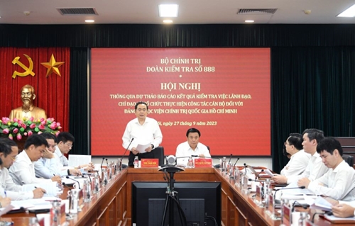 Đoàn kiểm tra của Bộ Chính trị làm việc với Đảng ủy Học viện Chính trị Quốc gia Hồ Chí Minh